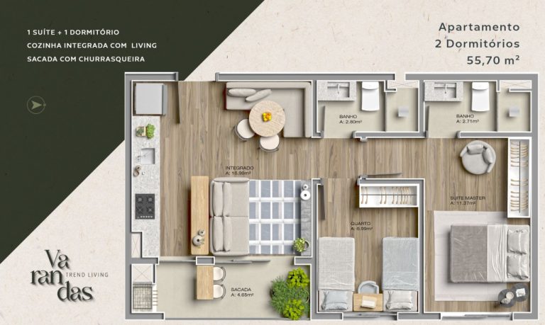 Apartamento na Planta em Canoas – Varandas – 3 dormitórios