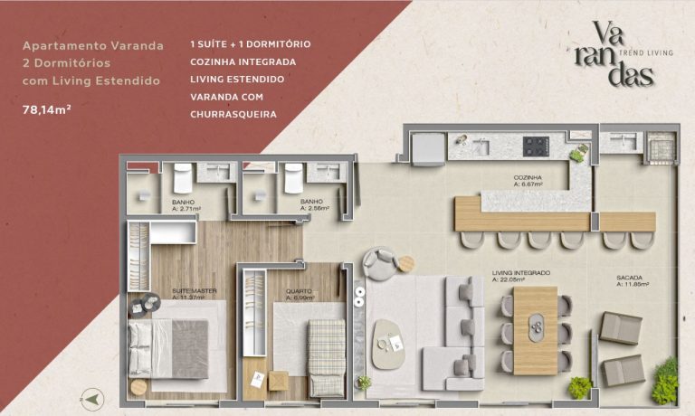 Apartamento na Planta em Canoas – Varandas – 3 dormitórios